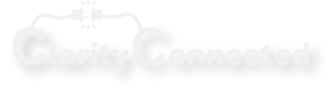 The words 'clarity connected' with an wire connecting both of the first letters